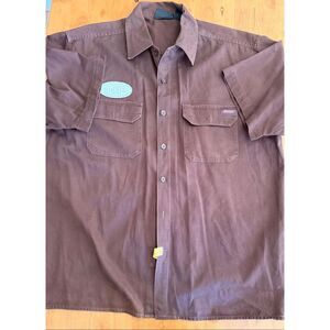 Dickies Logo Mens L Brown Short Sleeve Button Front Uniform Work Shirt